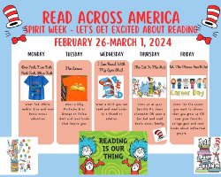 2024 Read Across America Spirit Week Graphic Flier